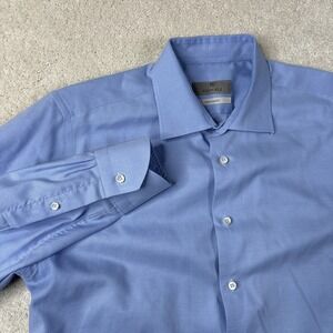 Canali Impeccabile Shirt Men's 16.5 42 Blue White Dress Collared Made in Italy